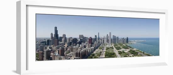 City Skyline from South End of Grant Park, Chicago, Lake Michigan, Cook County, Illinois 2009-null-Framed Photographic Print