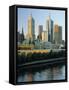 City Skyline from Southgate, Melbourne, Victoria, Australia-Gavin Hellier-Framed Stretched Canvas