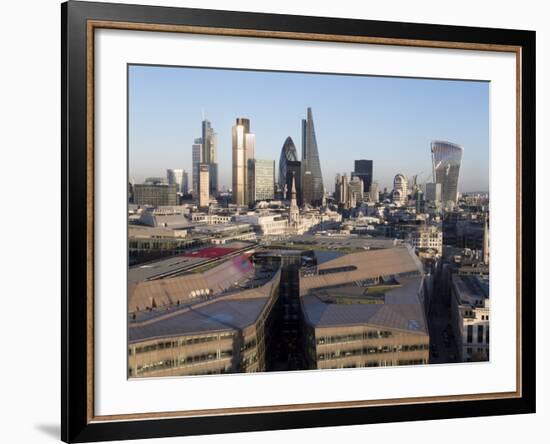 City Skyline from St. Pauls, London, England, United Kingdom-Charles Bowman-Framed Photographic Print