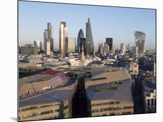 City Skyline from St. Pauls, London, England, United Kingdom-Charles Bowman-Mounted Photographic Print