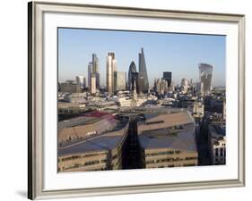 City Skyline from St. Pauls, London, England, United Kingdom-Charles Bowman-Framed Photographic Print