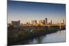 City Skyline from the Arkansas River, Dawn, Little Rock, Arkansas, USA-Walter Bibikow-Mounted Photographic Print