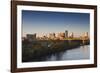 City Skyline from the Arkansas River, Dawn, Little Rock, Arkansas, USA-Walter Bibikow-Framed Photographic Print