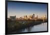 City Skyline from the Arkansas River, Dawn, Little Rock, Arkansas, USA-Walter Bibikow-Framed Photographic Print