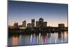 City Skyline from the Arkansas River, Dusk, Little Rock, Arkansas, USA-Walter Bibikow-Mounted Photographic Print