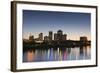 City Skyline from the Arkansas River, Dusk, Little Rock, Arkansas, USA-Walter Bibikow-Framed Photographic Print