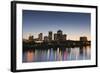 City Skyline from the Arkansas River, Dusk, Little Rock, Arkansas, USA-Walter Bibikow-Framed Photographic Print