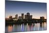 City Skyline from the Arkansas River, Dusk, Little Rock, Arkansas, USA-Walter Bibikow-Mounted Photographic Print