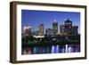 City Skyline from the Arkansas River, Dusk, Little Rock, Arkansas, USA-Walter Bibikow-Framed Photographic Print