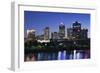 City Skyline from the Arkansas River, Dusk, Little Rock, Arkansas, USA-Walter Bibikow-Framed Photographic Print