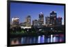 City Skyline from the Arkansas River, Dusk, Little Rock, Arkansas, USA-Walter Bibikow-Framed Photographic Print