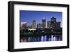 City Skyline from the Arkansas River, Dusk, Little Rock, Arkansas, USA-Walter Bibikow-Framed Photographic Print