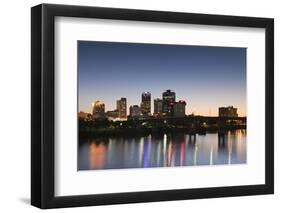 City Skyline from the Arkansas River, Dusk, Little Rock, Arkansas, USA-Walter Bibikow-Framed Photographic Print