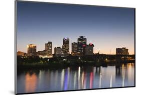 City Skyline from the Arkansas River, Dusk, Little Rock, Arkansas, USA-Walter Bibikow-Mounted Photographic Print
