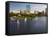 City Skyline from the Charles River, Boston, Massachusetts, USA-Amanda Hall-Framed Stretched Canvas