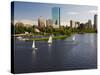 City Skyline from the Charles River, Boston, Massachusetts, USA-Amanda Hall-Stretched Canvas