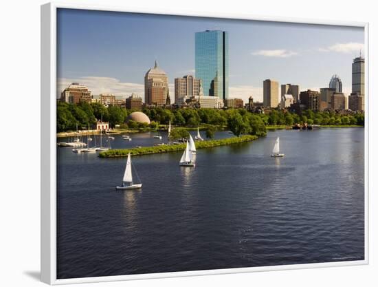 City Skyline from the Charles River, Boston, Massachusetts, USA-Amanda Hall-Framed Photographic Print