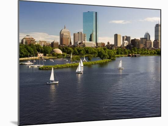 City Skyline from the Charles River, Boston, Massachusetts, USA-Amanda Hall-Mounted Photographic Print
