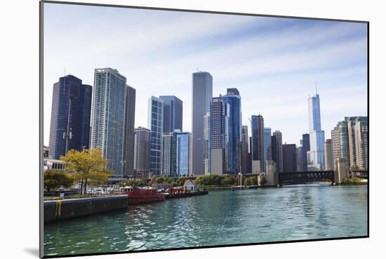 City Skyline from the Chicago River, Chicago, Illinois, United States of America, North America-Amanda Hall-Mounted Photographic Print