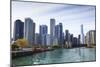 City Skyline from the Chicago River, Chicago, Illinois, United States of America, North America-Amanda Hall-Mounted Photographic Print