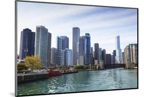 City Skyline from the Chicago River, Chicago, Illinois, United States of America, North America-Amanda Hall-Mounted Photographic Print