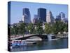 City Skyline from the Old Port, Montreal, Quebec, Canada, North America-Simanor Eitan-Stretched Canvas