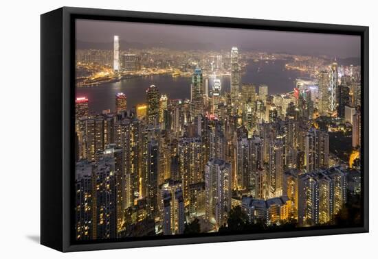 City Skyline from Victoria Peak, Hong Kong, China-Paul Souders-Framed Stretched Canvas