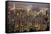 City Skyline from Victoria Peak, Hong Kong, China-Paul Souders-Framed Stretched Canvas