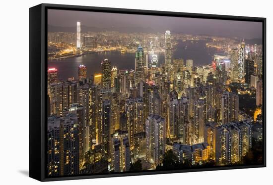 City Skyline from Victoria Peak, Hong Kong, China-Paul Souders-Framed Stretched Canvas