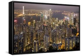 City Skyline from Victoria Peak, Hong Kong, China-Paul Souders-Framed Stretched Canvas