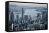 City Skyline from Victoria Peak, Hong Kong, China-Paul Souders-Framed Stretched Canvas