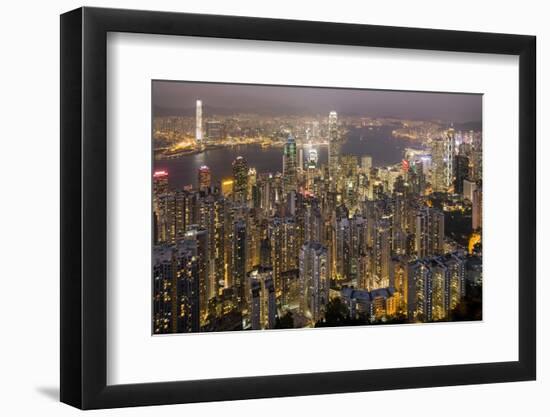 City Skyline from Victoria Peak, Hong Kong, China-Paul Souders-Framed Premium Photographic Print