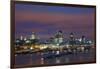 City Skyline from Waterloo Bridge at Dusk.-Jon Hicks-Framed Photographic Print