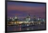 City Skyline from Waterloo Bridge at Dusk.-Jon Hicks-Framed Photographic Print