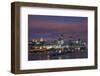 City Skyline from Waterloo Bridge at Dusk.-Jon Hicks-Framed Photographic Print
