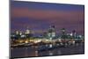 City Skyline from Waterloo Bridge at Dusk.-Jon Hicks-Mounted Photographic Print