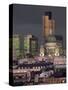 City Skyline Illuminated at Night, London, England, UK-Miller John-Stretched Canvas