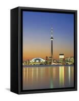 City Skyline Including Cn Tower in the Evening, Toronto, Ontario, Canada-Roy Rainford-Framed Stretched Canvas