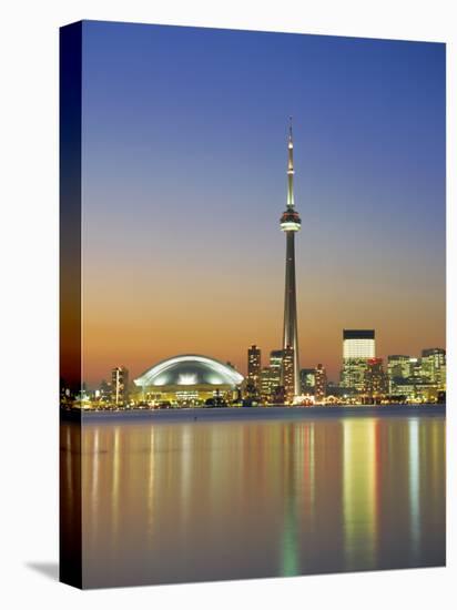 City Skyline Including Cn Tower in the Evening, Toronto, Ontario, Canada-Roy Rainford-Stretched Canvas