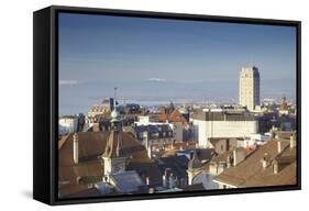 City Skyline, Lausanne, Vaud, Switzerland, Europe-Ian Trower-Framed Stretched Canvas