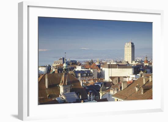 City Skyline, Lausanne, Vaud, Switzerland, Europe-Ian Trower-Framed Photographic Print