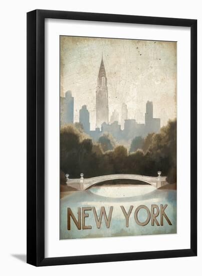 City Skyline New York Vintage V2-Marco Fabiano-Framed Art Print