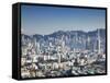 City Skyline of Kowloon and Hong Kong Island from Lion Rock, Hong Kong, China-Ian Trower-Framed Stretched Canvas