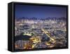 City Skyline of Kowloon and Hong Kong Island from Lion Rock, Hong Kong, China-Ian Trower-Framed Stretched Canvas