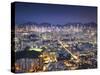 City Skyline of Kowloon and Hong Kong Island from Lion Rock, Hong Kong, China-Ian Trower-Stretched Canvas