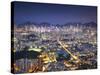 City Skyline of Kowloon and Hong Kong Island from Lion Rock, Hong Kong, China-Ian Trower-Stretched Canvas