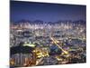 City Skyline of Kowloon and Hong Kong Island from Lion Rock, Hong Kong, China-Ian Trower-Mounted Photographic Print