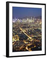 City Skyline of Kowloon and Hong Kong Island from Lion Rock, Hong Kong, China-Ian Trower-Framed Photographic Print