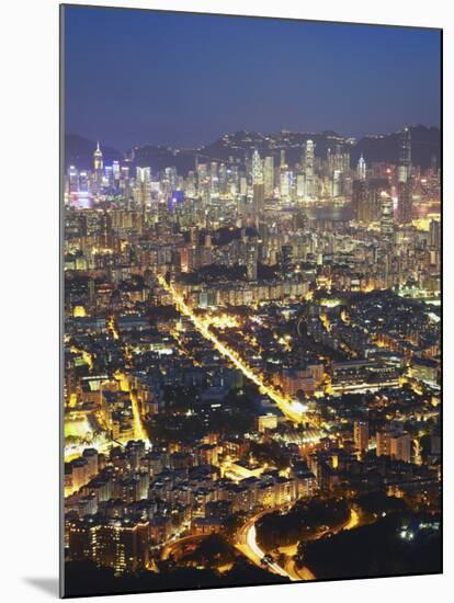 City Skyline of Kowloon and Hong Kong Island from Lion Rock, Hong Kong, China-Ian Trower-Mounted Photographic Print