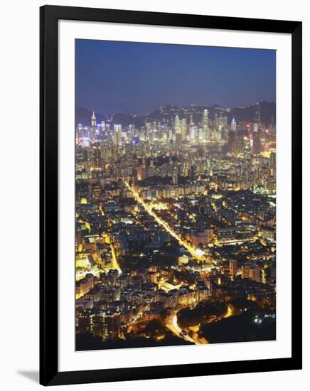 City Skyline of Kowloon and Hong Kong Island from Lion Rock, Hong Kong, China-Ian Trower-Framed Photographic Print